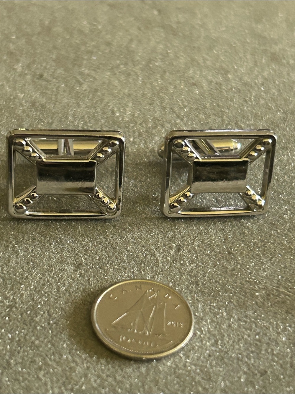 Silver Rectangular Cufflinks with Clear Accent - unisex Accessories